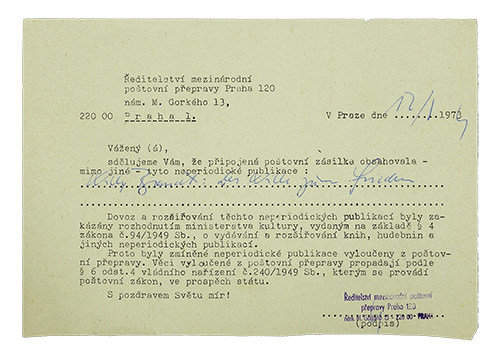 Zásilka se zakázaným zbožím, 1973